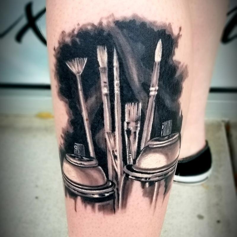 26 Paintbrush And And Pencil Tattoos