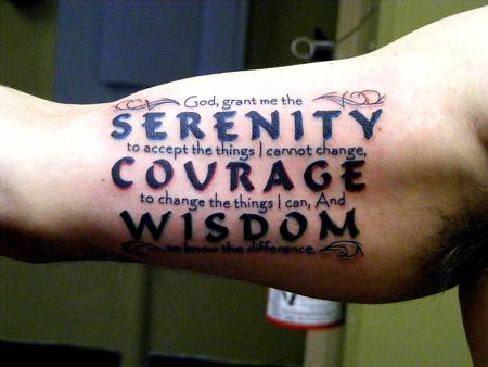 Serenity prayer on the  Above and Beyond Tattoo Studio  Facebook