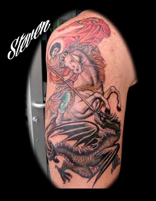 St George and the Dragon by Riski Yudiantara Tattoo Hut Bali  rtattoos