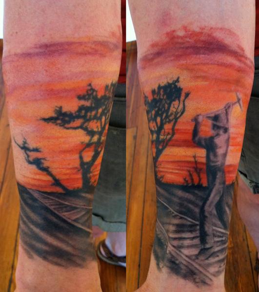 Railroad Tattoo  Leg