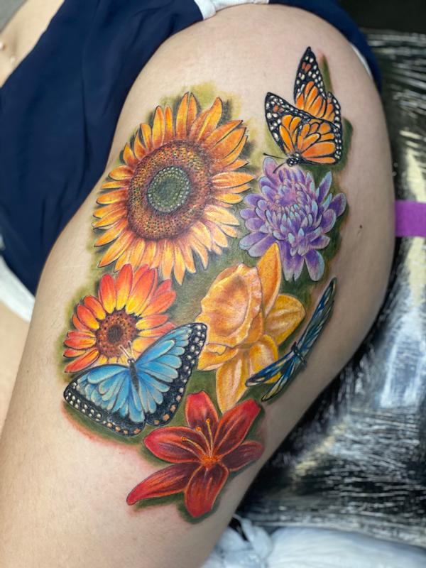Flowers and butterflys by Todd Lambright : Tattoos