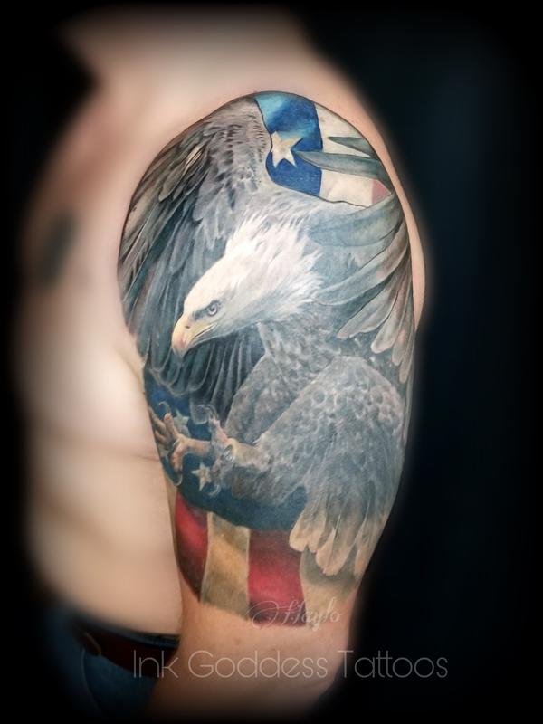 eagle with flag tattoo