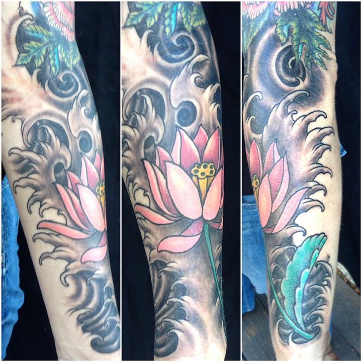Japanese Sleeve Chrysanthemums and water  rtattoo