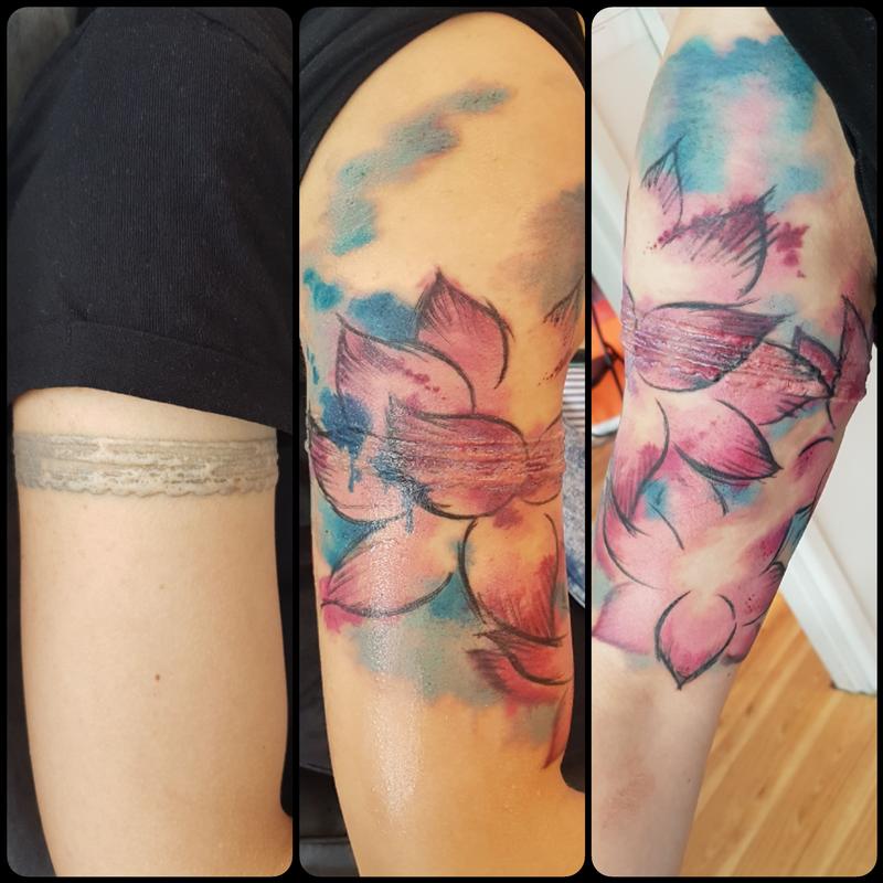 Watercolor Feminine Flower Cover Up Tattoo By Steve Malley Tattoonow