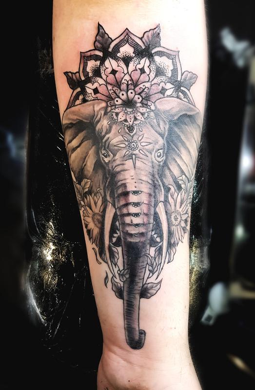 15 year old black and grey elephant tattoo : r/agedtattoos