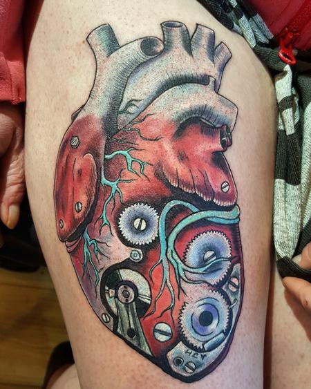 steampunk anatomical heart tattoo