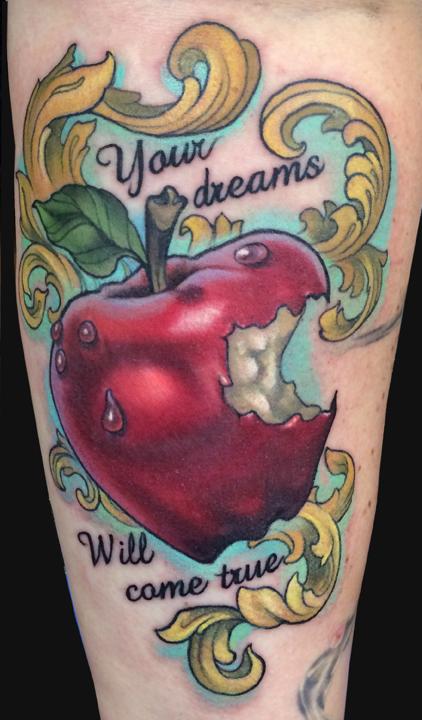 Apple tattoo by Katelyn Crane TattooNOW