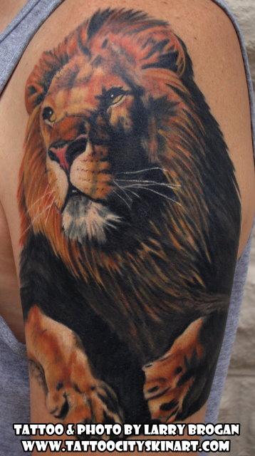 Lion king tattoo (half healed half fresh).