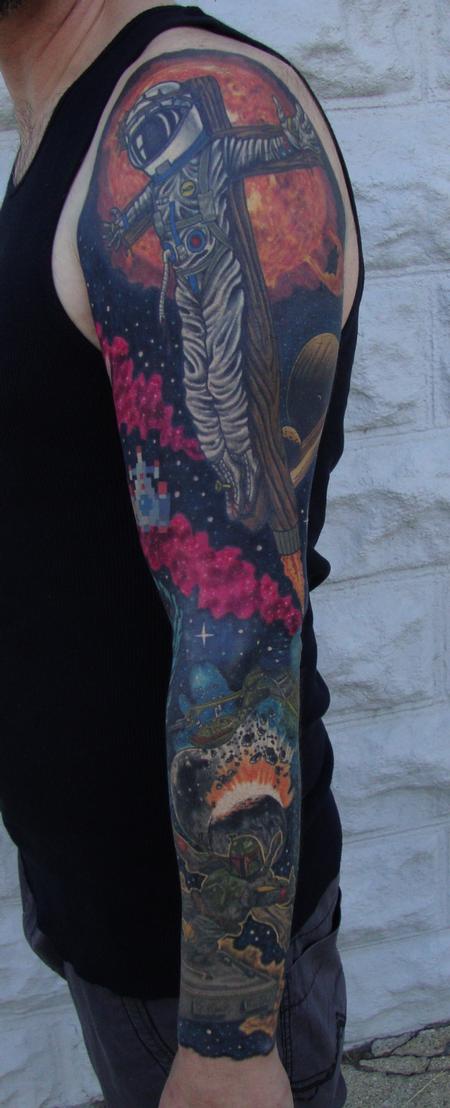 Religious Statue Jesus Christ Versace filigree tattoo by Alex Moreno:  TattooNOW