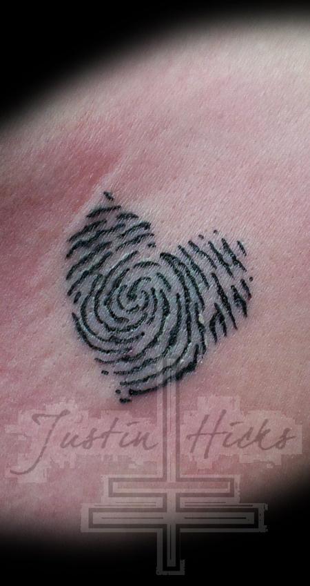 finger print heart tattoo by Justin Hicks TattooNOW