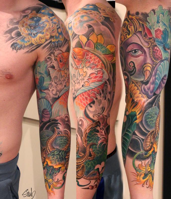 koi fish and dragon tattoo