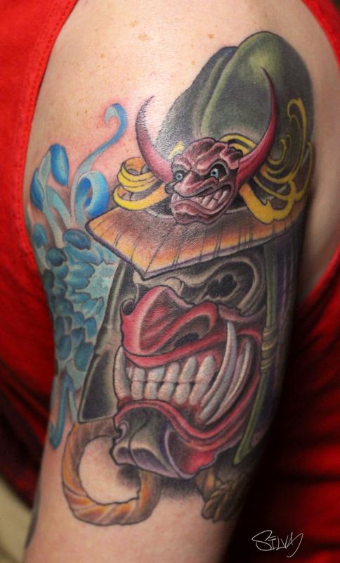 samurai skull mask tattoo