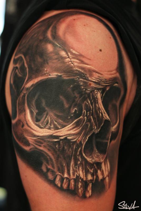 Custom Skull Tattoo by Marvin Silva: TattooNOW