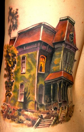 Minimalist house tattoo in fine line