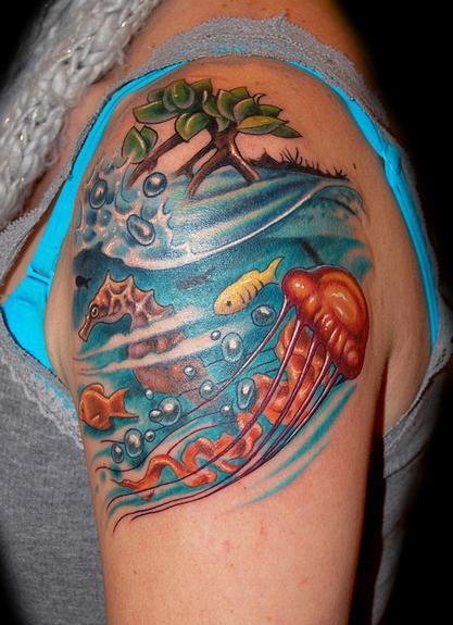 underwater scenery tattoo