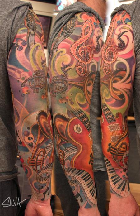 Image result for music sleeve tattoo | Music tattoo sleeves, Music tattoo  designs, Arm tattoos music