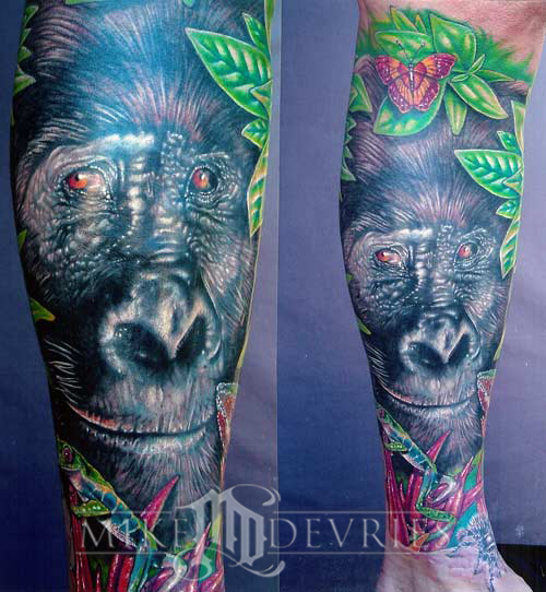 gorilla jungle scene by Mike DeVries: TattooNOW