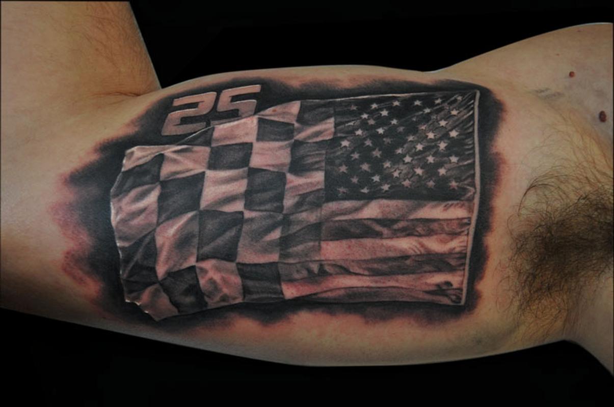 Racing tribal tattoo with checkered flag tasmeemMEcom