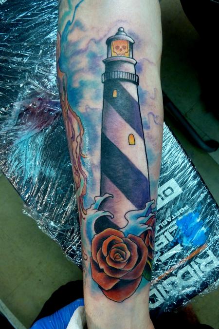 Lighthouse tattoo by Steve Butcher | Post 31589