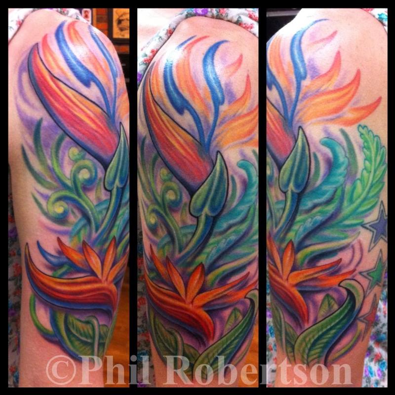 Tattoo uploaded by Stacie Mayer  Traditional style bird of paradise tattoo  by Jenn Matthews birdofparadise craneflower flower traditional  JennMatthews  Tattoodo