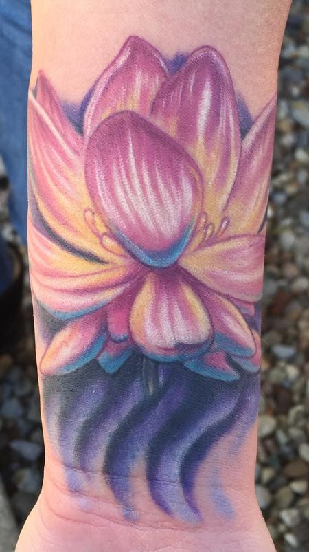 Paradise Artist Retreat : Tattoos : Custom : lower back flower coverup  tattoo