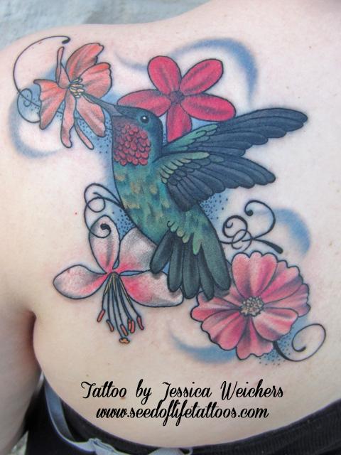 Feminine Hummingbird Tattoo