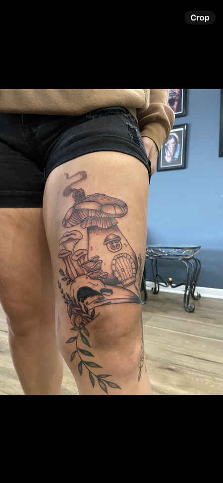 Izzy Tattoo Artist - Start of a pretty fairy garden leg sleeve!