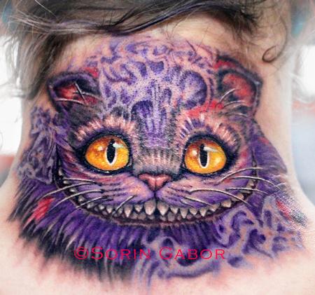 Tattoo uploaded by Xavier • Cheshire cat neck tattoo by Anrijs Straume.  #cheshirecat #aliceinwonderland • Tattoodo