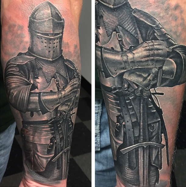 Steve Morris : Tattoos : Black and Gray : Knight
