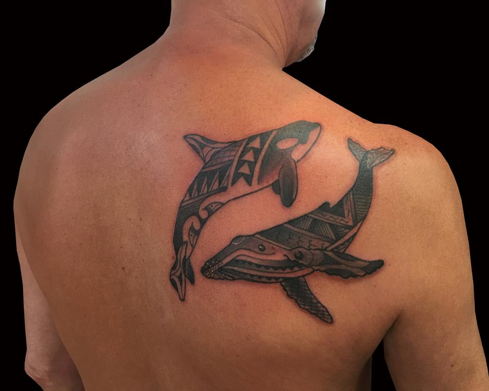 traditional white whale tattoo