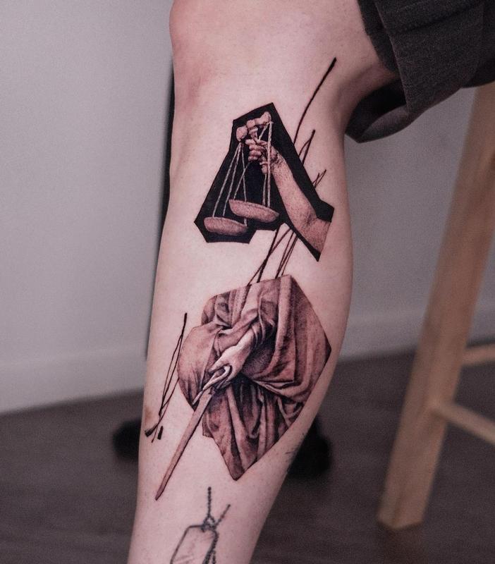 Justice Collage Tattoo by Who is Ryu TattooNOW