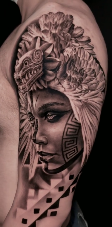 aztec women face tattoos