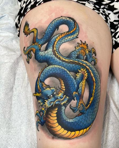 tattoos/ - Blue Dragon Leg Tattoo - 144550