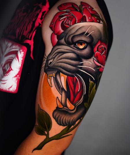 tattoos/ - Neo Traditional Panther Tattoo - 143953
