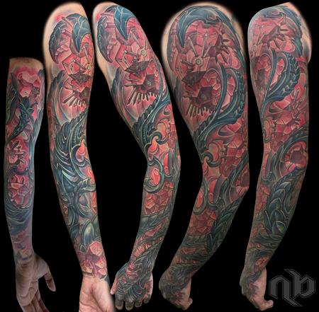 tattoos/ - Red Biomechanical Sleeve - 143747