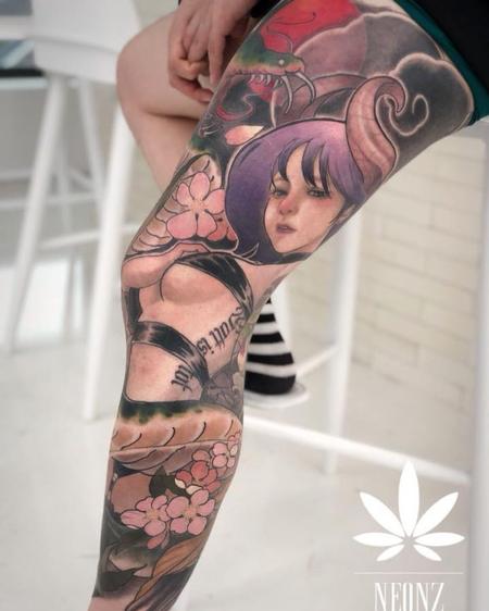 tattoos/ - Leg Sleeve Pin-Up Girl - 143612