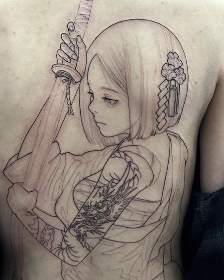 tattoos/ - Samauri Girl Back Piece - 144023