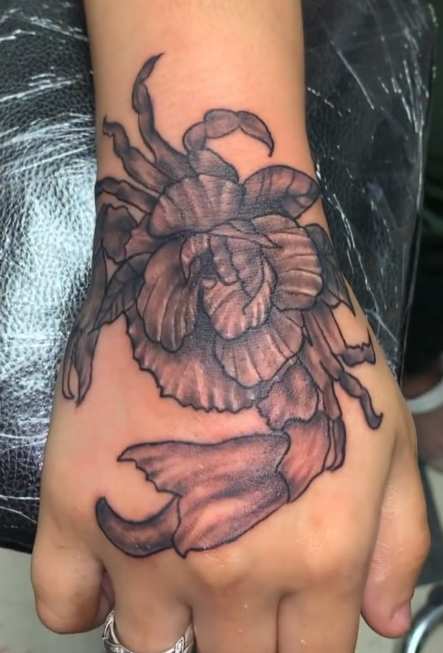tattoos/ - Flower Crab Hand Tattoo - 144205