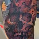 Demon Watercolor Skull Tattoo Design Thumbnail