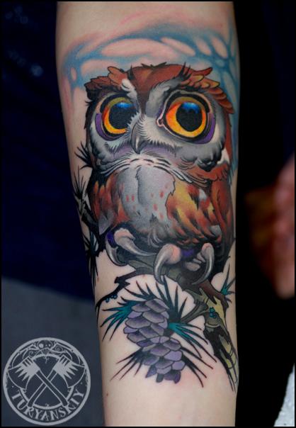 new school tattoo style owl