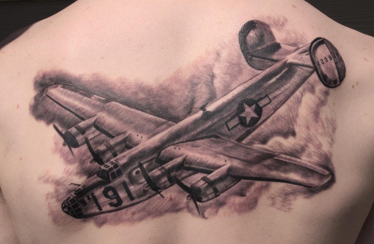 Abstract Plane Tattoo Cover Up