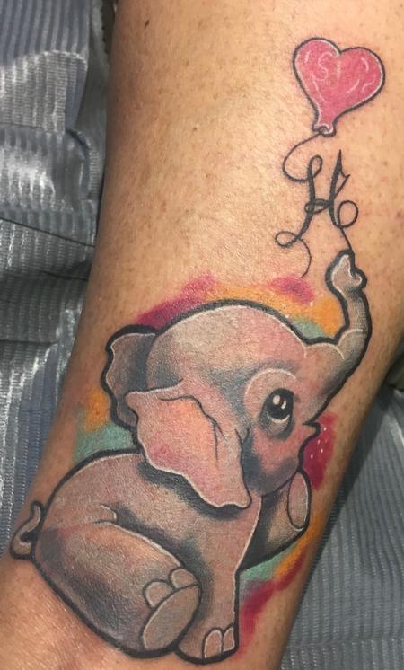 Tattoo uploaded by Kym Mann • Watercolour baby elephant #tattoo #tattoos  #tattooist #tattooartist #elephant #watercolor #watercolourtatoo • Tattoodo