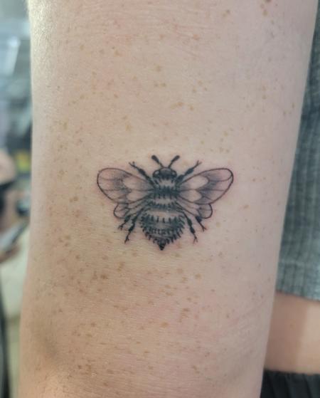 tattoos/ - Black and Gray bee - 144864