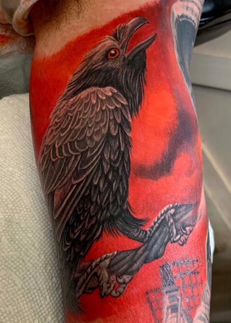 Neo-Trad Raven Chest Piece. Done by Benny Mac at Toronto Ink. - Toronto, ON  Canada. : r/tattoos