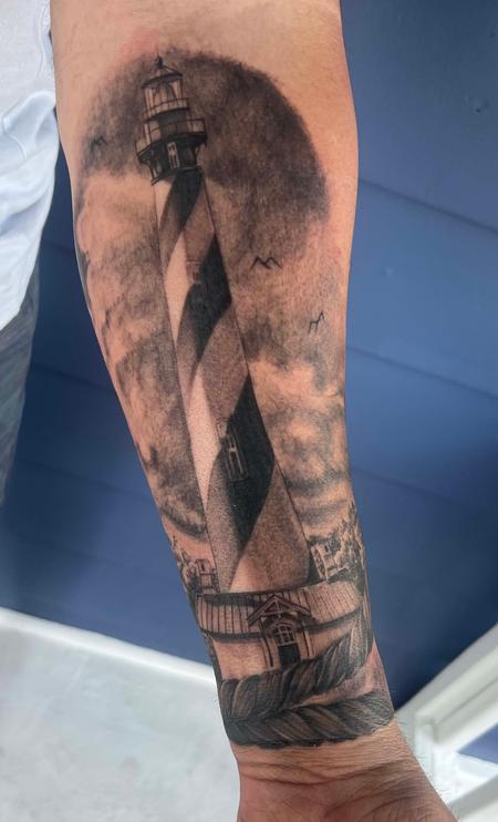 Lighthouse Tattoo by (me) Adam Sky, Tuesday Tattoo, San Francisco,  California : r/tattoos